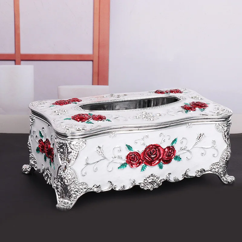 

QIAN HU Custom Printed Luxury Antique Facial Tissue Paper Holder Box Covers Wholesale, Black,white,silver