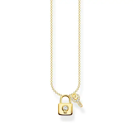 

Damila Jewelry Delicate Charms Necklace 925 Silver 18K Gold Plated Lock And Key Pendant Necklace