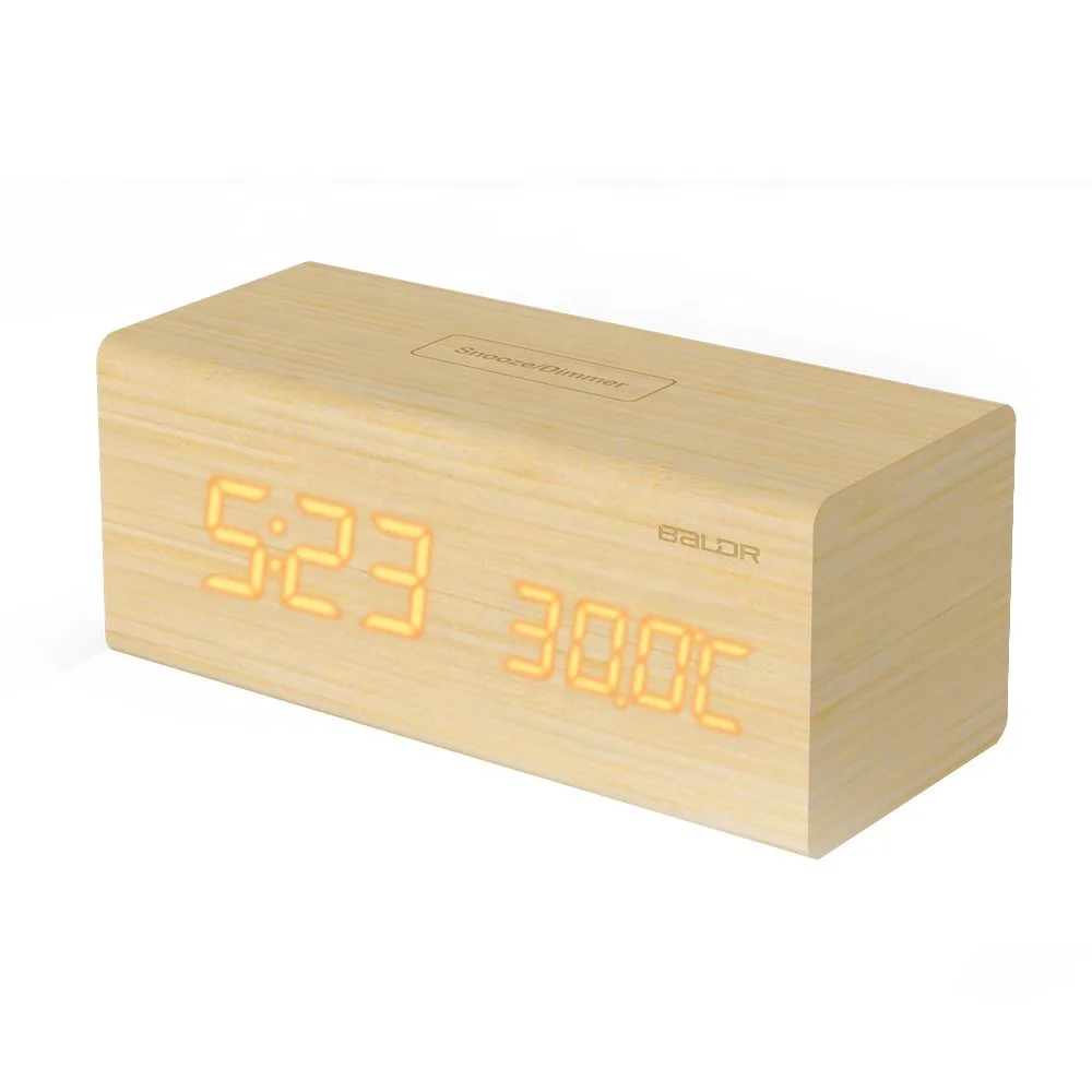 

Digital LED Wooden Alarm Clock Indoor Temperature Alarm Clock