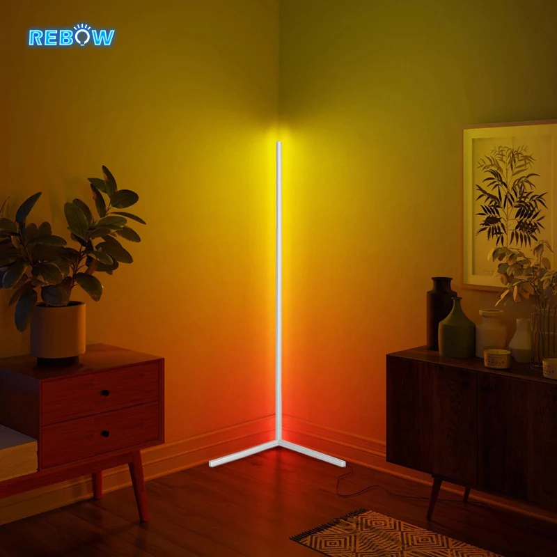 

Rebow Free Shipping Bulk Drop Shipping Tripod Stand Modern Nordic Corner RGB LED metalic floor lamp