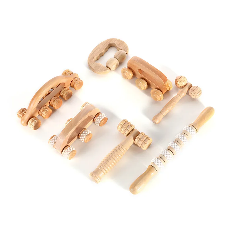 

Wooden Handheld Body Roller 4 Wheels Balls Massager Arm Leg Back Foot Hand Neck Shoulder Muscle Pain Relief Massage Tool