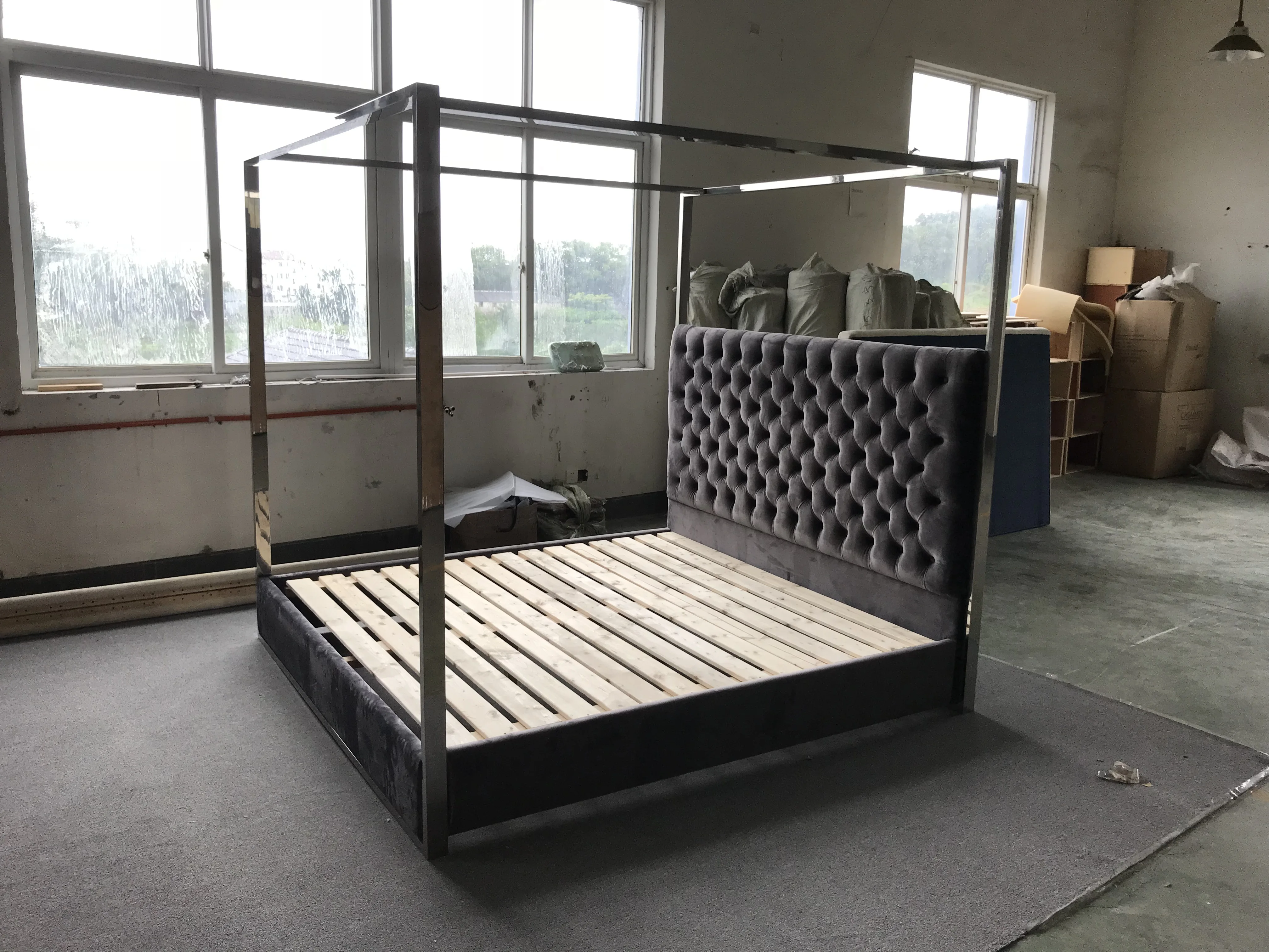 不锈钢黑色 velevt 家具床