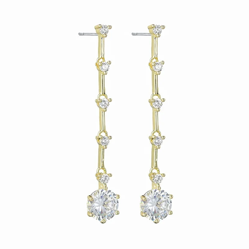 

Not Allergy Jewelry Fashion Women Jewellery Zircon Korea Earring Free, White, gold