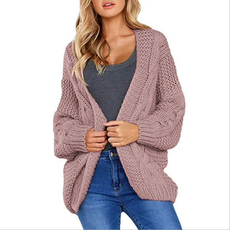 

Hot style twist cardigan solid-color loose plus size knitwear