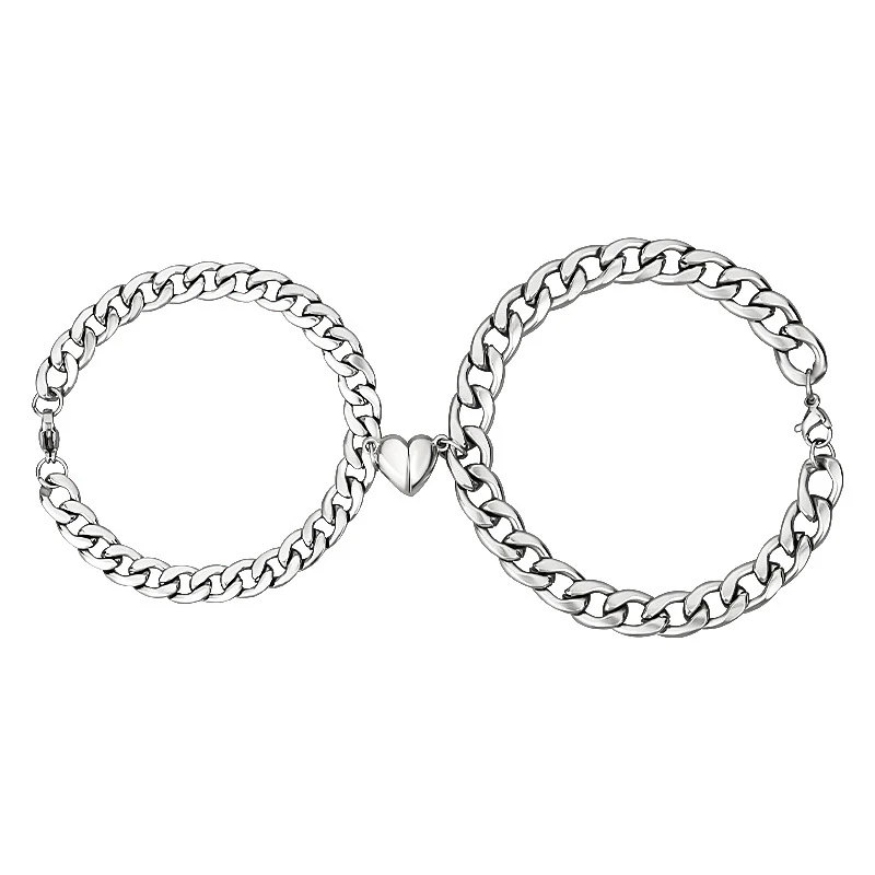 

European And American Trend Wild Titanium Steel Bracelet Splicing Magnet Couple Bracelet Simple Fashion Custom Wholesale