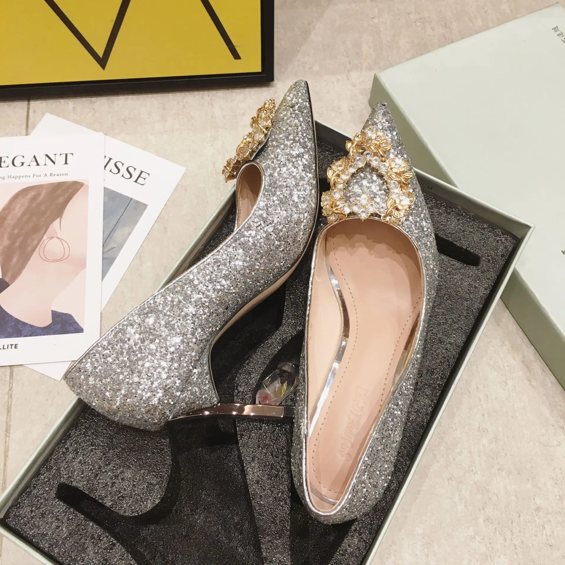 

shoes women heels glitter silver high heel ladies wedding shoes, As picture