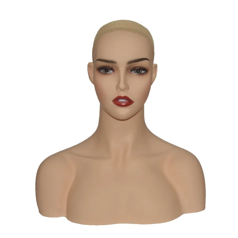 

Stand women wig Upper Body mannequins female PVC Mannequin Head maniquines displaying with Shoulders for Wig Display, Beige,light brown ,dark brown