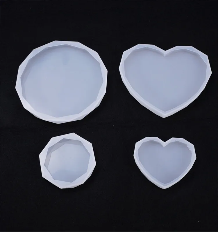 

Y1643 DIY new resin diamond silicone resin mould heart round coaster mold