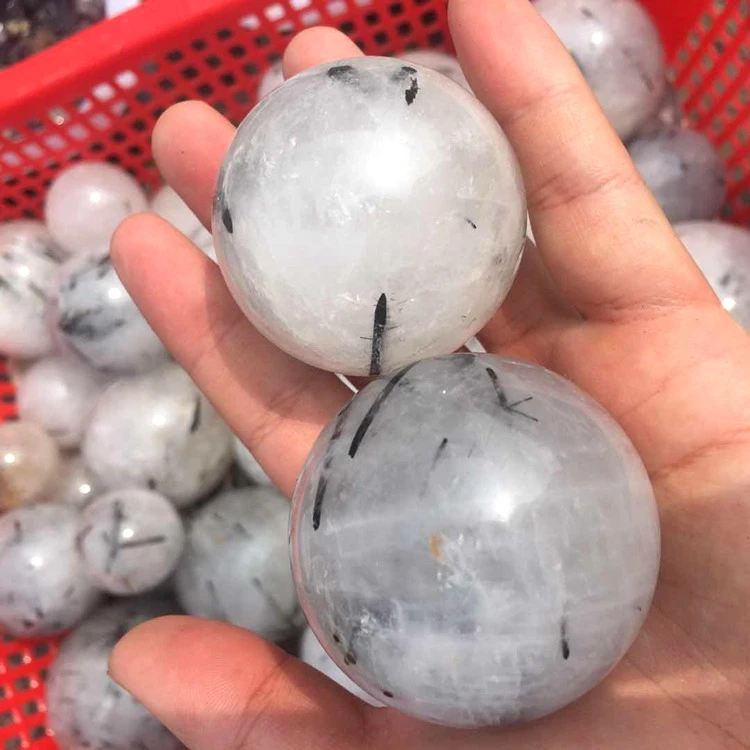 

Natural Black Tourmaline Crystal Ball Products Quartz Sphere Ball for sale, Purple