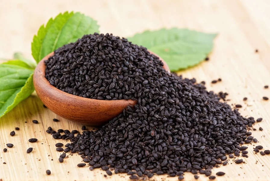 Spice rack with jar of nigella sativa seeds