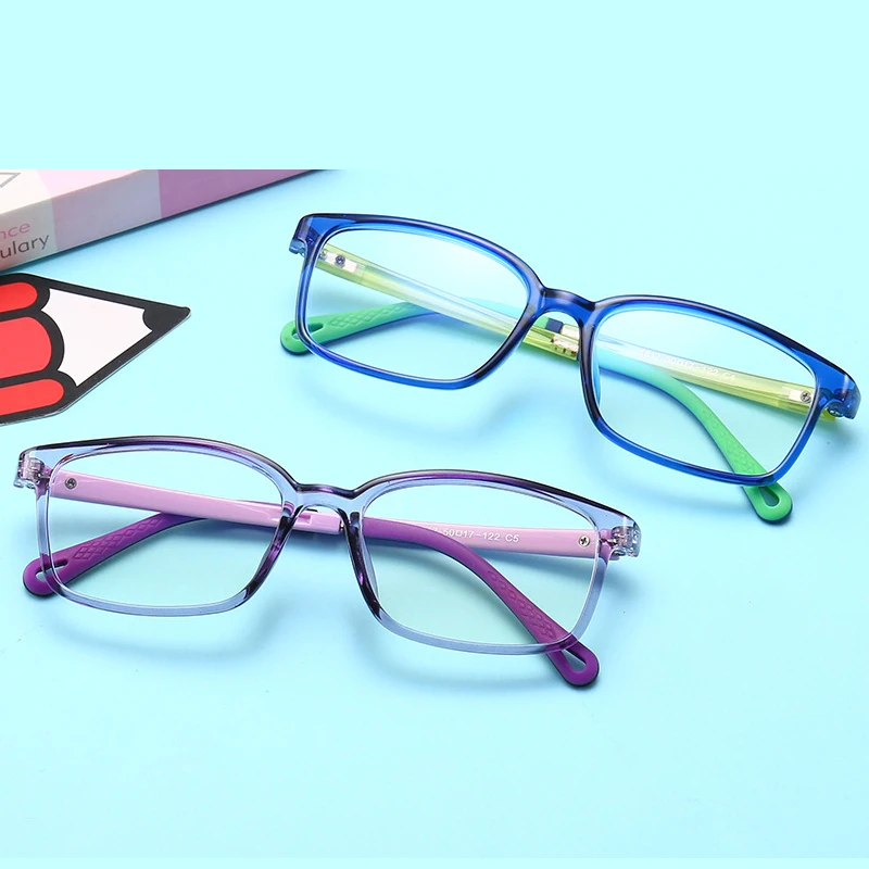 

Colorful Square Frame Eye Glasses kids Blue Light Blocking Glasses For Children, 6 colors