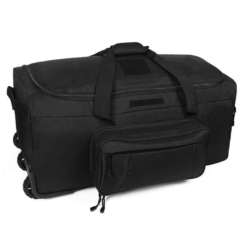 

Waterproof Gym Luggage Duffel Bag Sports Duffel Bag Wheels Rolling Deployment Wheeled Military Suitcase Bag, Black black multicam green grey multicam ocp tan"