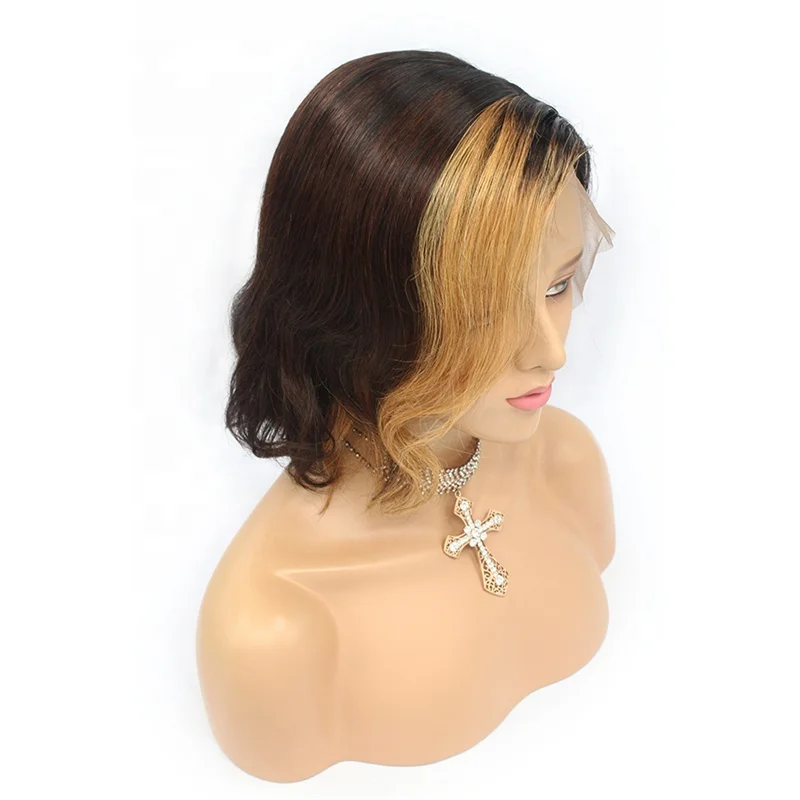

cHighlight colored wig Mixed Color #4 /#27 Virgin Hair Wig Human Hair Body Wavy 13*4 Lace Front Wig with Natural Hairline