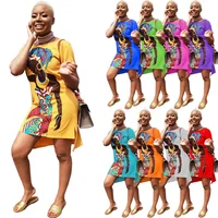 

Women's wholesale multicolor folk style clothing classical casual t-shirt dress