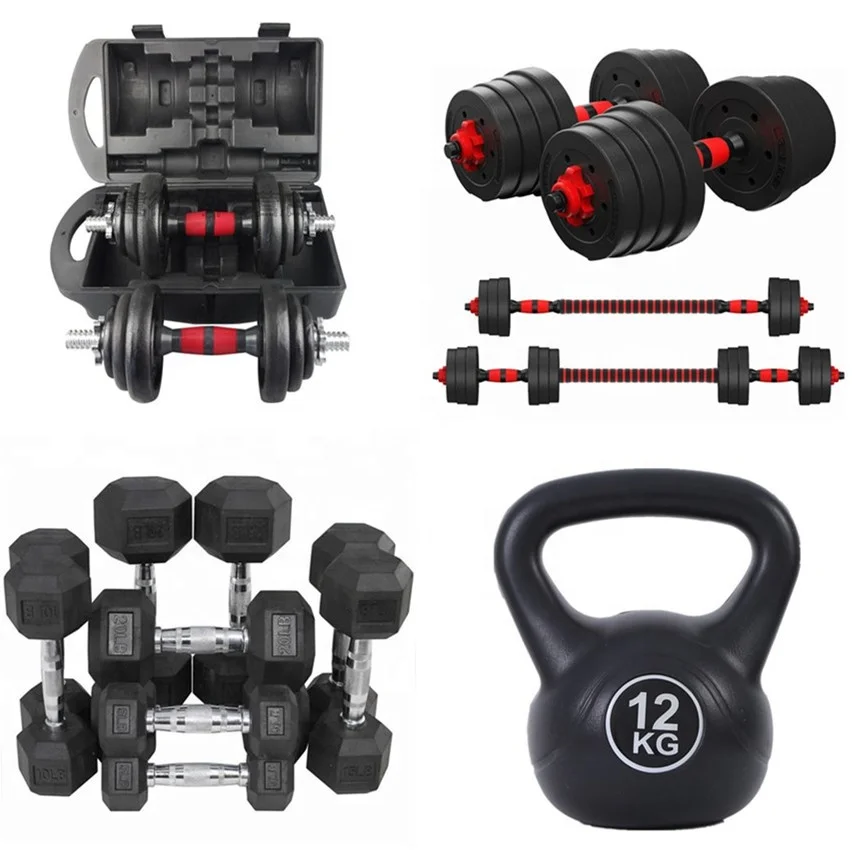 

dumbbell set Amazon Household Dumbbell Barbell Weight Adjustable PVC Covered Dumbbell Length Barbell With Non-slip Stick Unisex