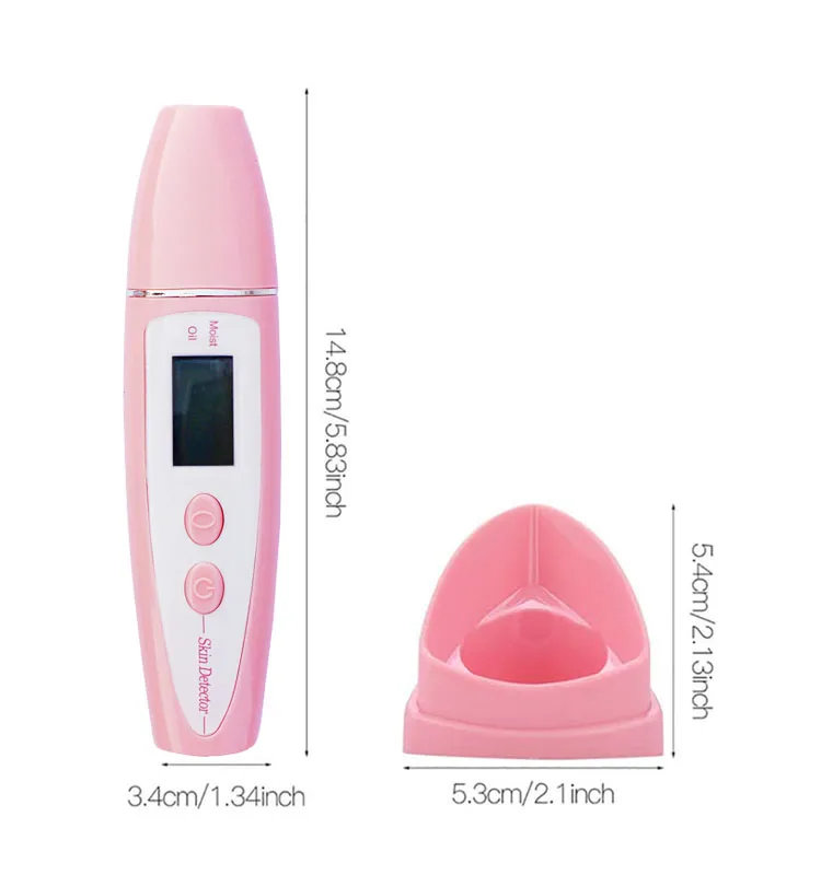 

Portable Mini Moisture Water Oil Analyzer Skin Detector Skin Care Instructions Digital Lcd Display Skin Sensor Tester, White pink