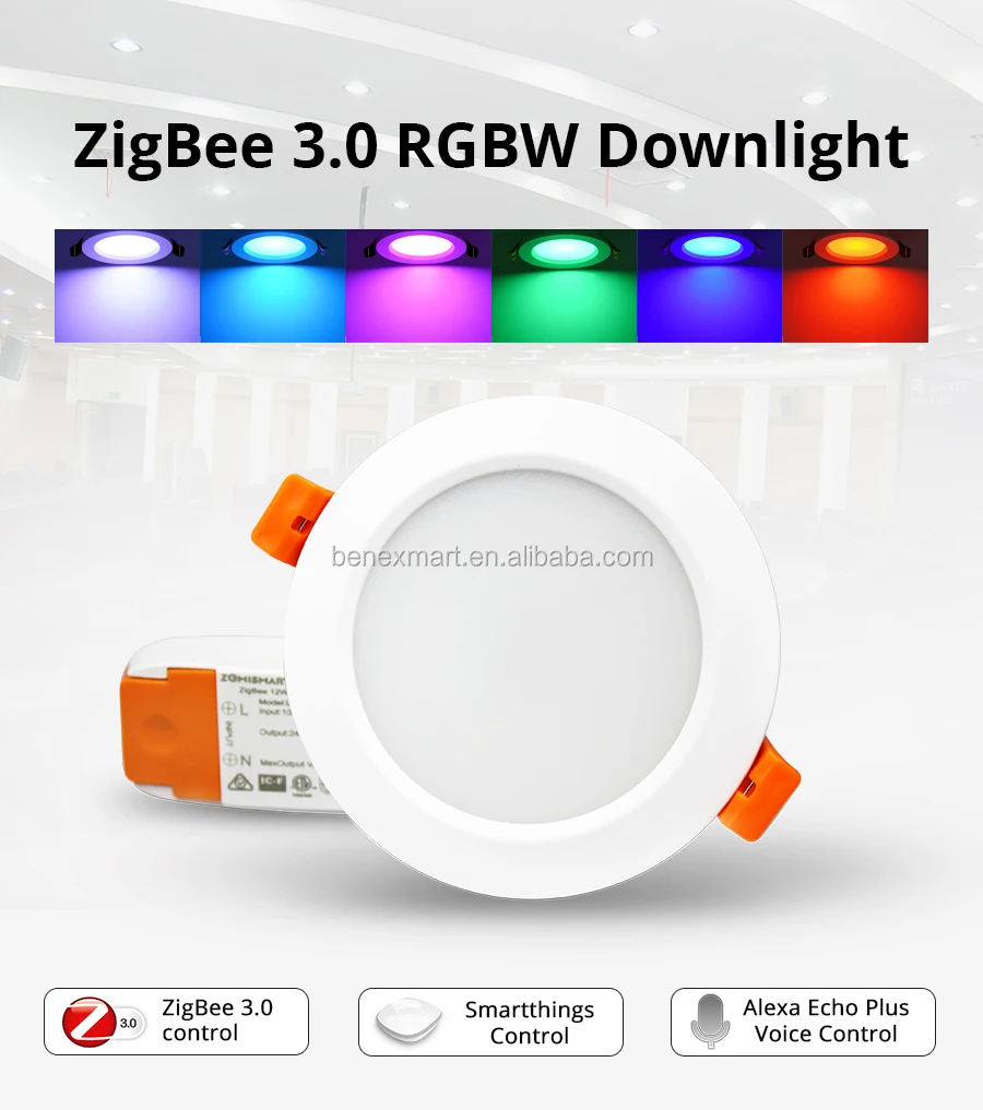 Benexmart ZigBee 3.0 Downlight Kit Smart RGBW 3.5 Inch 12W Led Recessed Ceiling Light Work with Smartthings Echo Smart Lighting - ANKUX.COM