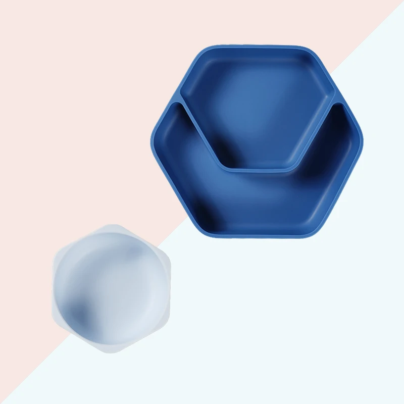 

Modern baby plates/kids pink plates square microware safe dinnerware sets/irregular suction plate with kids plate divide cup, Pink,blue