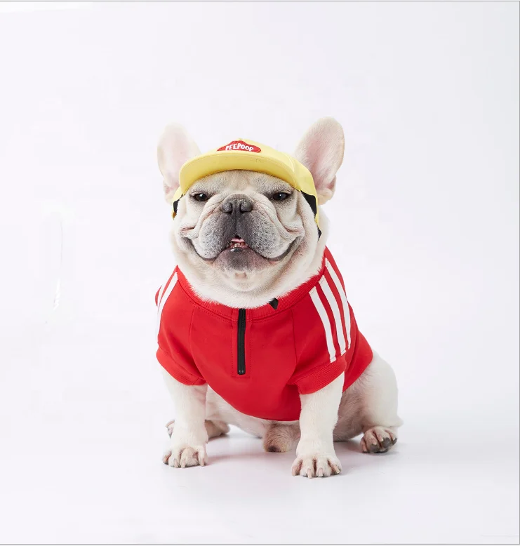 

Fashion Funny Pet Hoodie Trendy Three Bar Dog Clothes Autumn Winter Dog Clothes with LOGO, Red/yellow/blue/green/purple