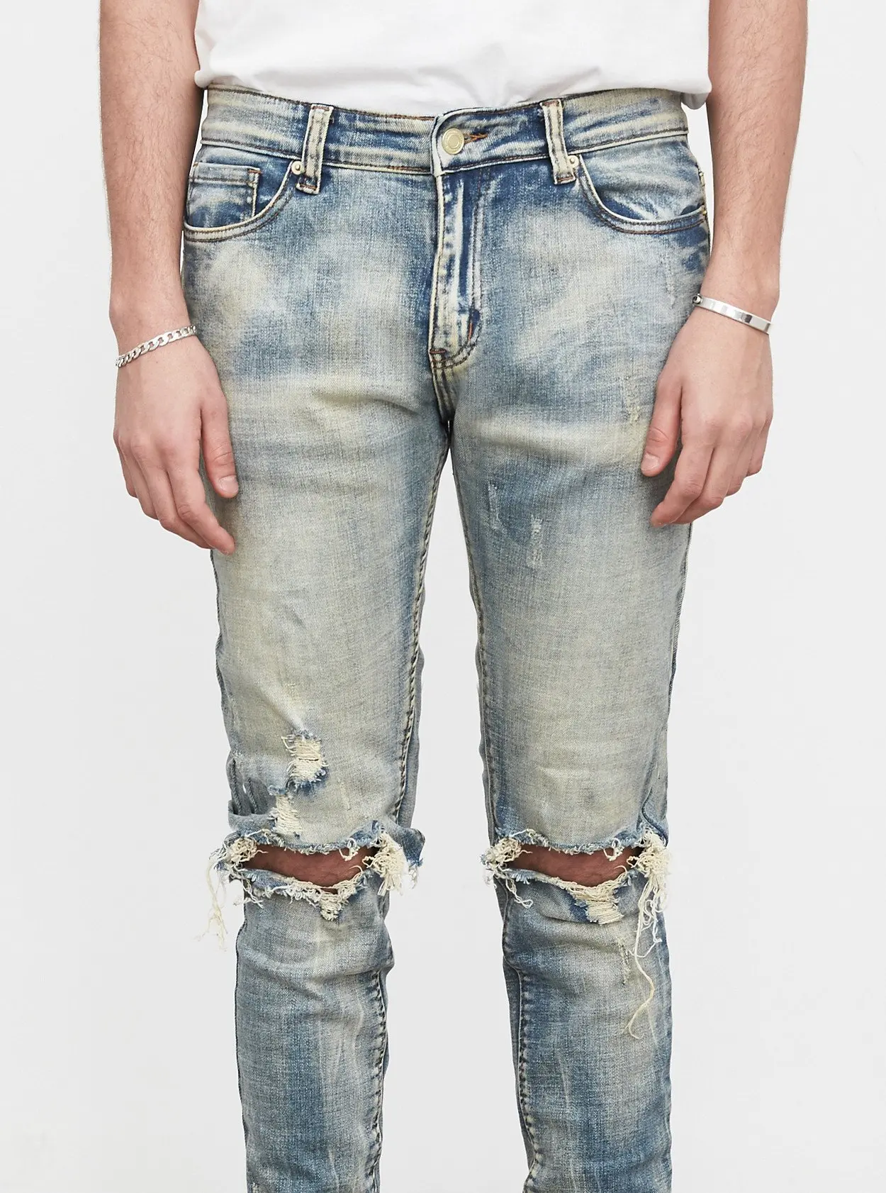 Diznew Streetwear High Quality Low Moq Dirty Damage Blue Jeans Men ...
