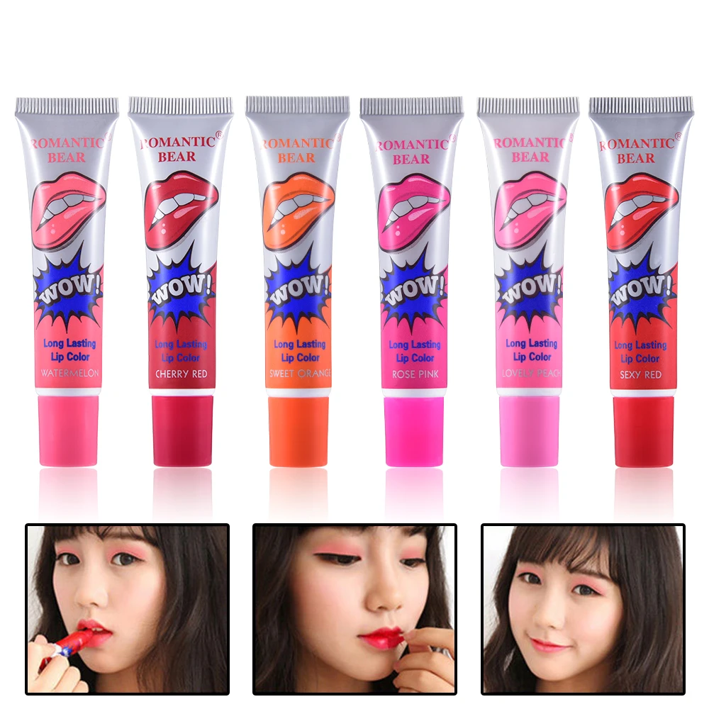 

2019 Summer Hot Sexy 1PCS Amazing 6 Colors Waterproof Liquid Makeup Lip Stick Long Lasting Lipstick Tint Tear Pull Lip Gloss, 6 colors to choose