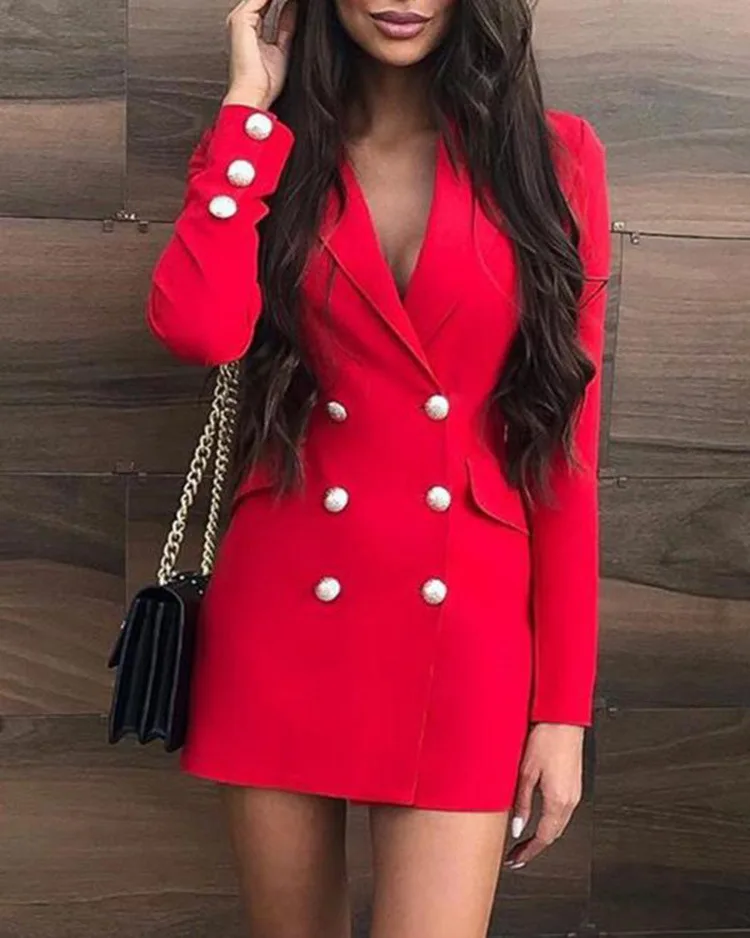 

Winter red and long-sleeved collar dress New overalls suit, As picture,oem