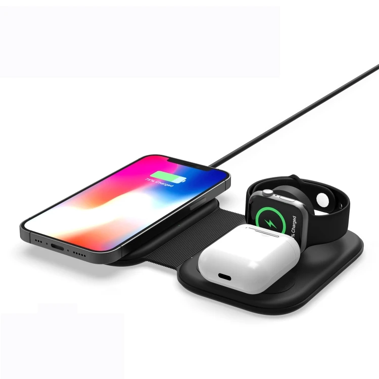 

3 in 1 15W Multi-function Magnetic Folding Wireless Charger for iPhone 12 Series for Apple Watches for AirPods 1 / 2 / Pro