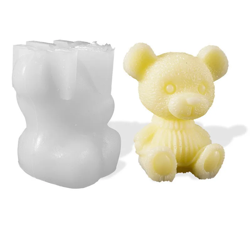 

1093 Creative Three-dimensional Bear Ice Tray Silicone Mold DIY Epoxy Animal Cake Decoration Plaster Candle Mold, White