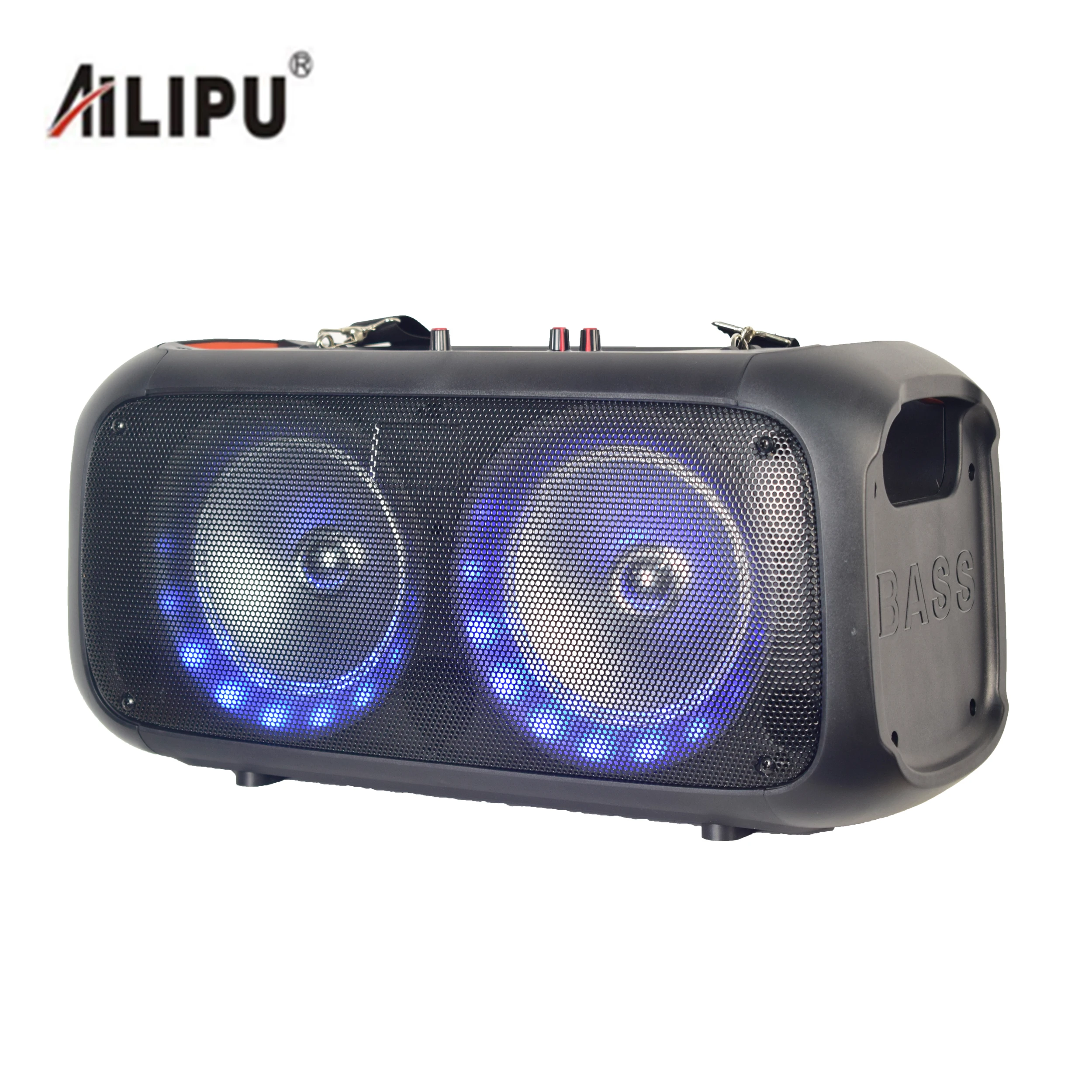 

4 inch Mini Outdoor Karaoke private mold subwoofer audio home theatre original LED light ehco Speaker with diagonal straps, Black