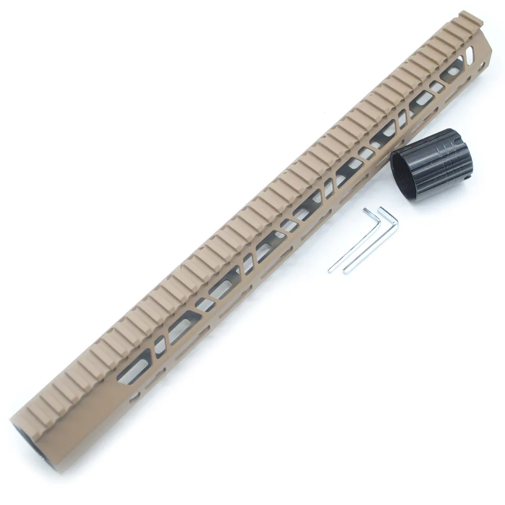 
New Clamp Style Low profile TAN/ FDE 17 inches .308/7.62 LR_308 DPMS M-LOK Rail Mount System Ultra slim Free Float Handguard 