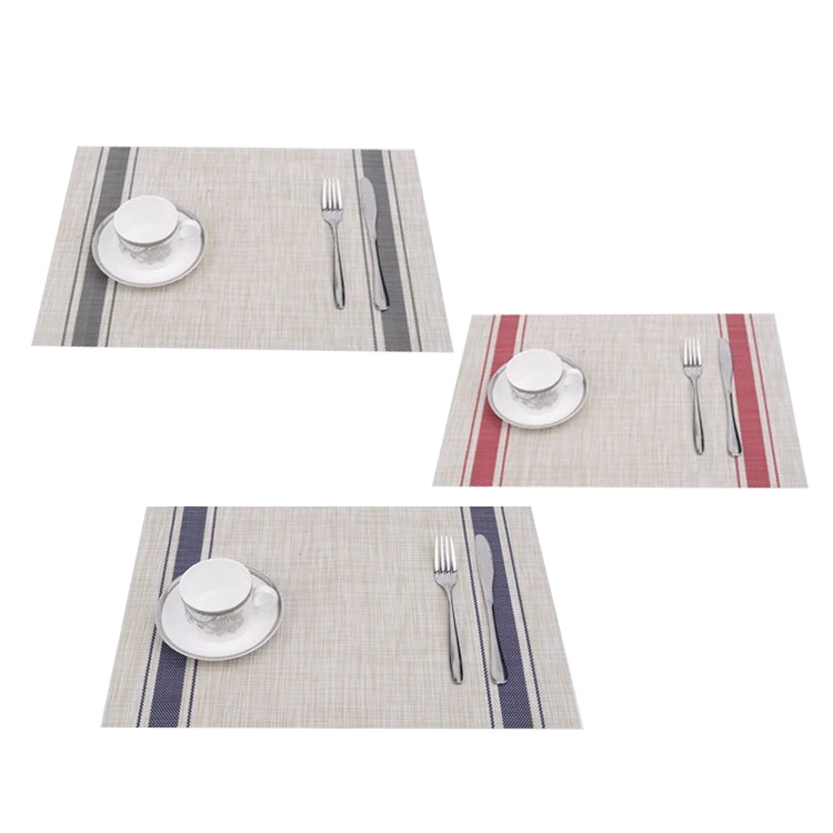 

Rectangle Stain Washable Heat-Resistant Anti-Skid Durable Placemats for Kitchen Dining TableWoven Vinyl PVC Table mat