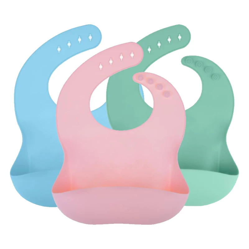 

Factory Wholesale BPA Free Food Grade Waterproof Silicone Baby Bibs with Food Catcher