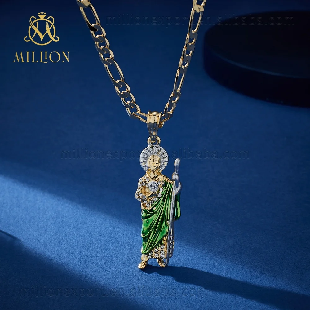 

RX171 14K Oro Laminado Filled Worship Religious Zircon Jewelry Gilded Saint Jude Pendant