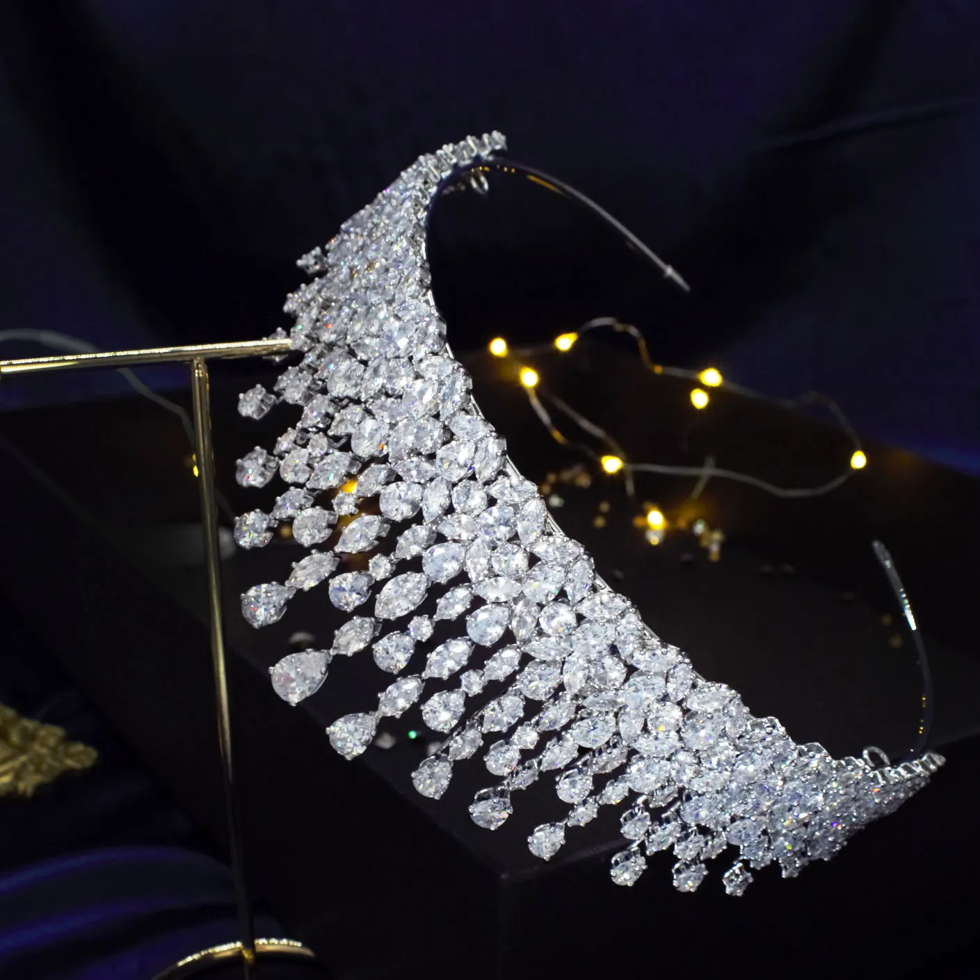 

GS0049 Classic elegant handmade Princess Bride zircon wedding crown, Silver color