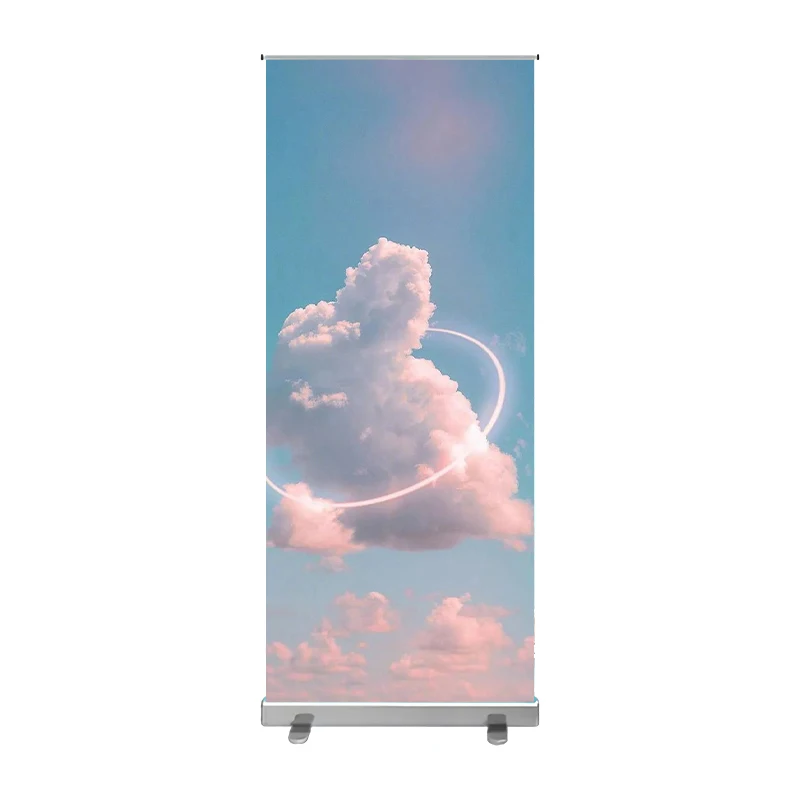 

ECONOMIC PORTABLE ALUMINIUM RETRACTABLE ROLL UP BANNER DISPLAY STAND FOR EXHIBITION