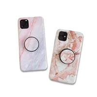 

Pop Back Grip Stand Holder Cover For Iphone 11 Pro Max Soft Silicone Marble Phone Case