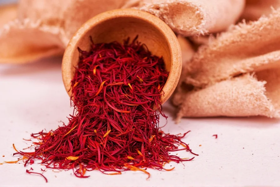 Assorted saffron-infused dishes arranged on a wooden table