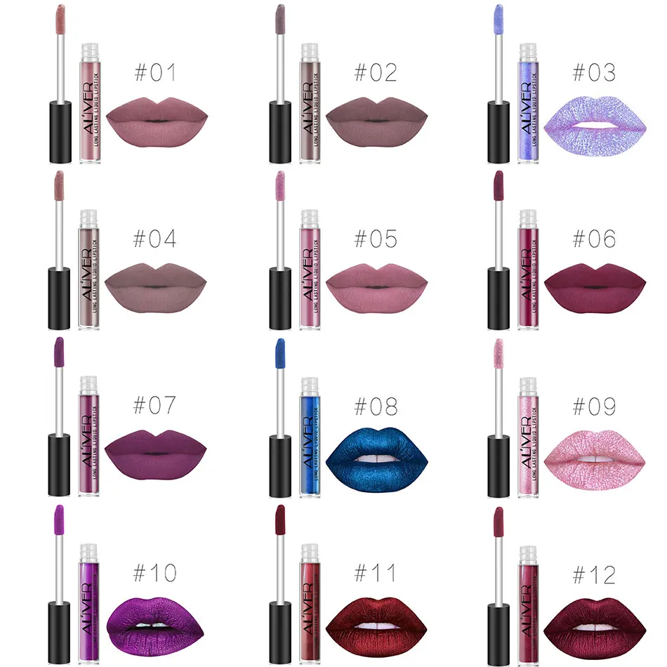 

Wholesale private label 12 colors waterproof lip glaze high quality lip gloss for beauty makeup