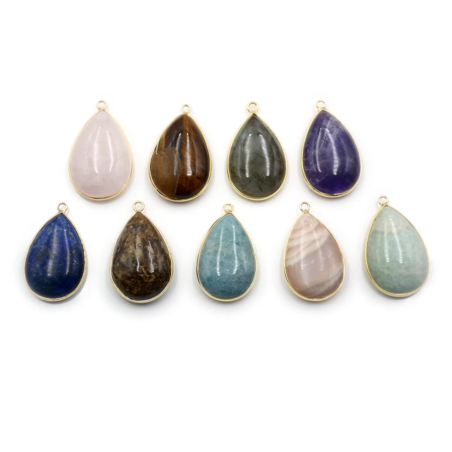 

Wholesale natural Charms assorted crystal bead teardrop water drop custom pendant stone pendants for jewelry making, Multi