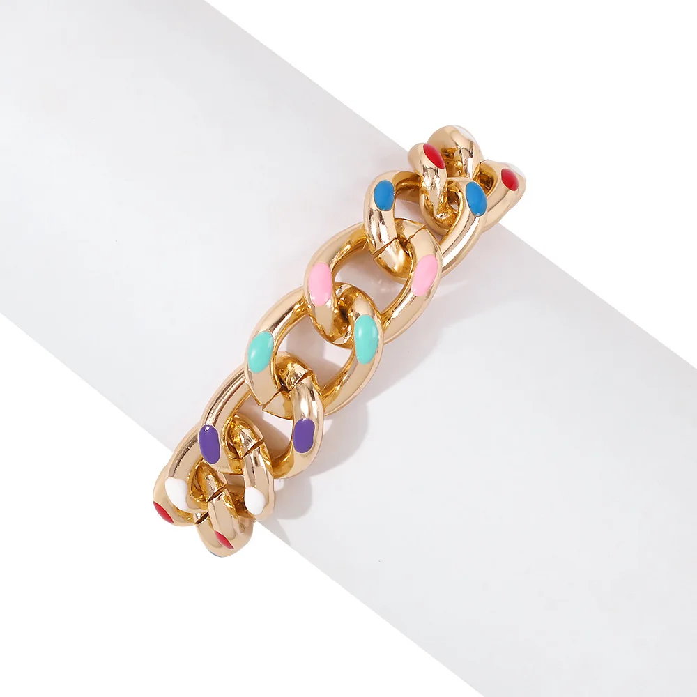 

2021 New Arrival Hotselling Charm Jewelry colorful enamel Aluminum chains summer Bracelet