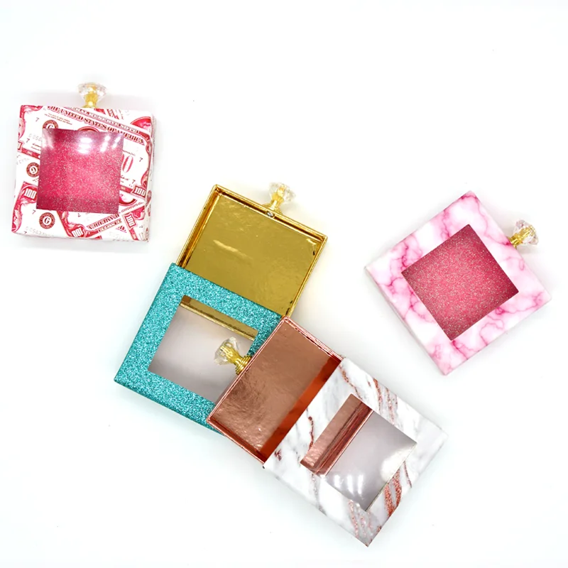 

China Custom eyelash lashes packaging Box free label print your own logo for transparent plastic packaging box, Blue green pink