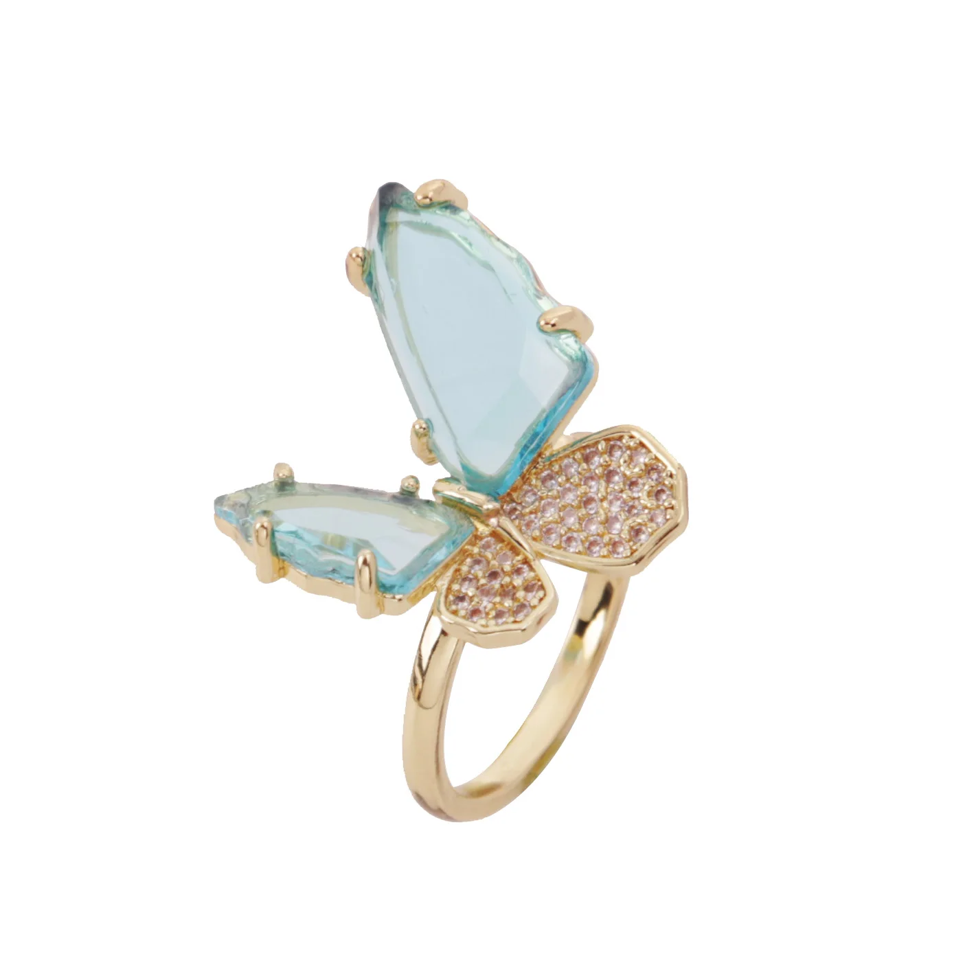 

Explosive Crystal Glass Butterfly Ring Ins Fashion Trendy Simple Personality Goddess Temperament Crystal Ring, Picture shows