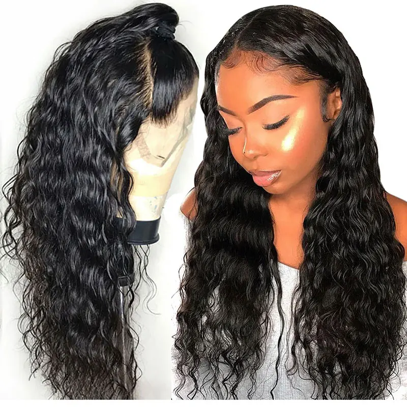 

High Quality Fast Shipping 10A Grade 100% Raw Human Virgin Hair Pre Plucked Hairline Water Wave HD Lace Frontal Wig