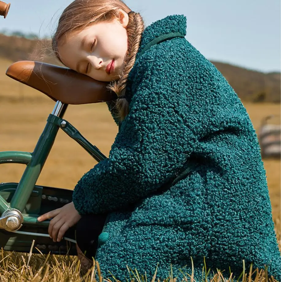 

Lamb Wool Girls Long Coat Elegant US Europe Girls Long Coat