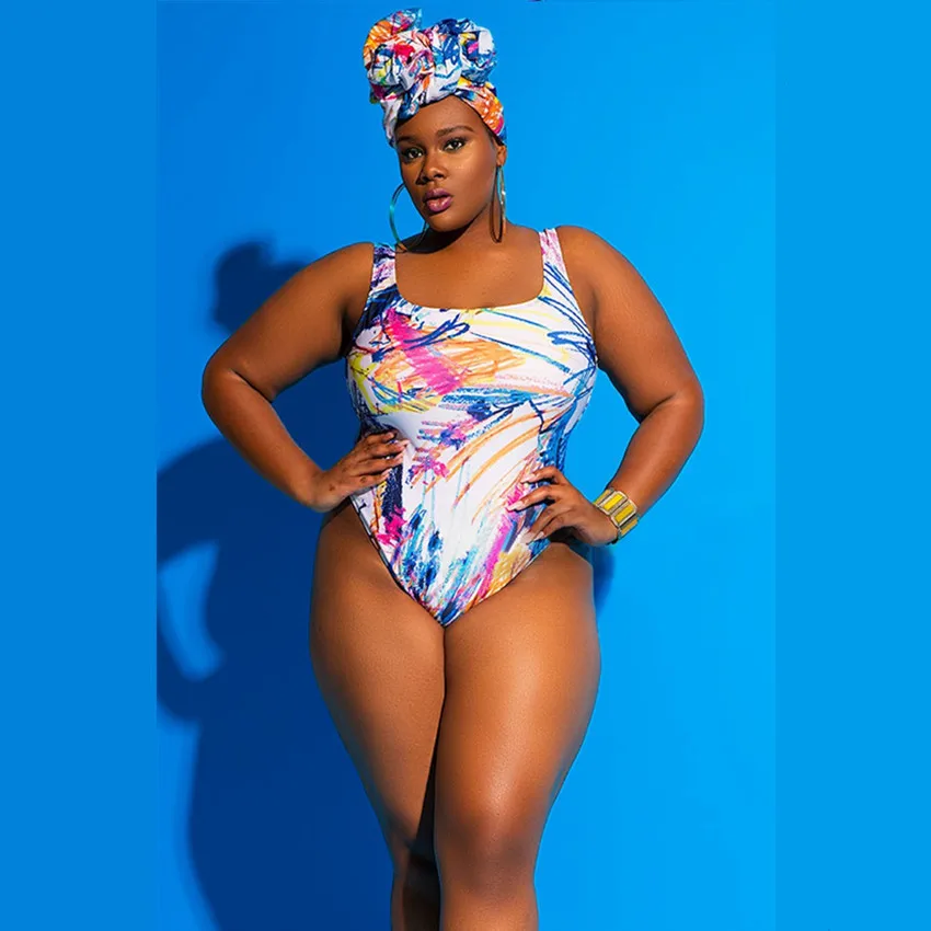 

Wholesale One Piece Fashion Printed Fat Women Plus Size Bathing Suit, As shows
