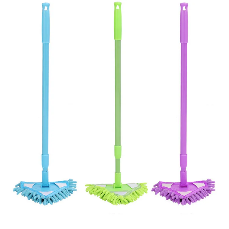 

180 Mini Triangle Rotation Microfiber Mops Cleaning Tub Tile Floor Ceiling Kitchen Bathroom Scrubber Window Cleaner Magic Mops, Green, blue, purple