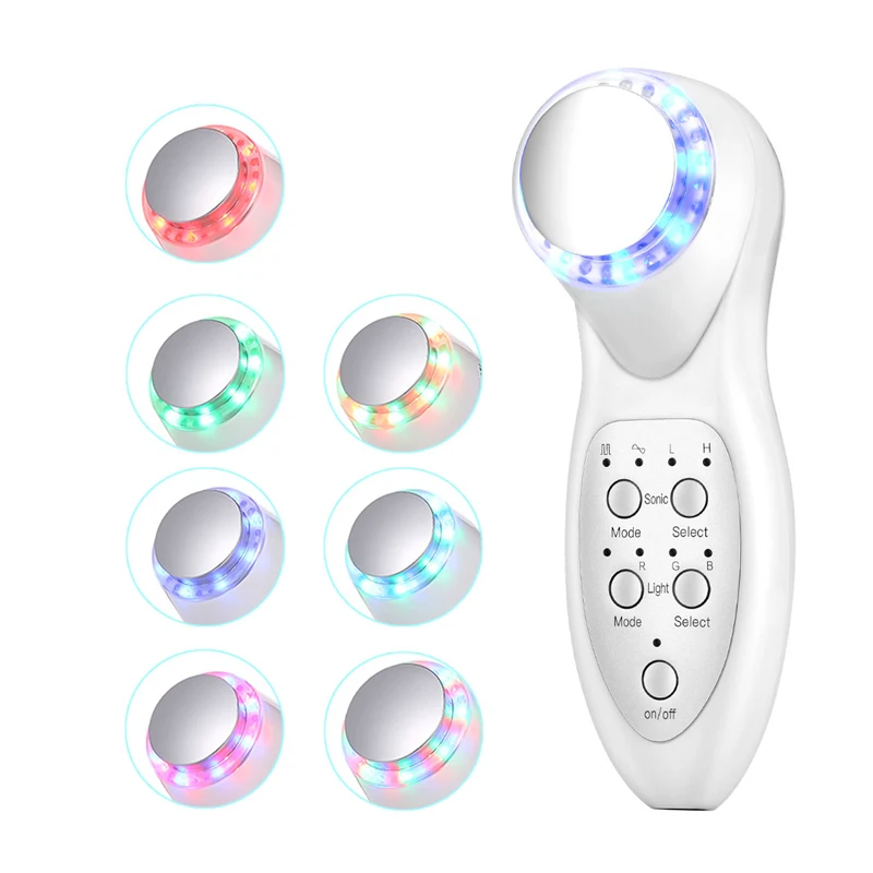 

7 colors led light photon sonic ultrasonic facial lift beauty cosmetic instrument led photon therapy productos de bellezas