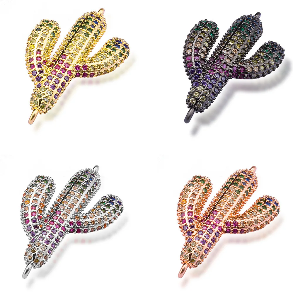 

Micro Pave Colorful Zircon DIY Handmade Bracelets Necklaces Jewellery Accessories Cactus Charms Hollow Beads for Jewelry Making