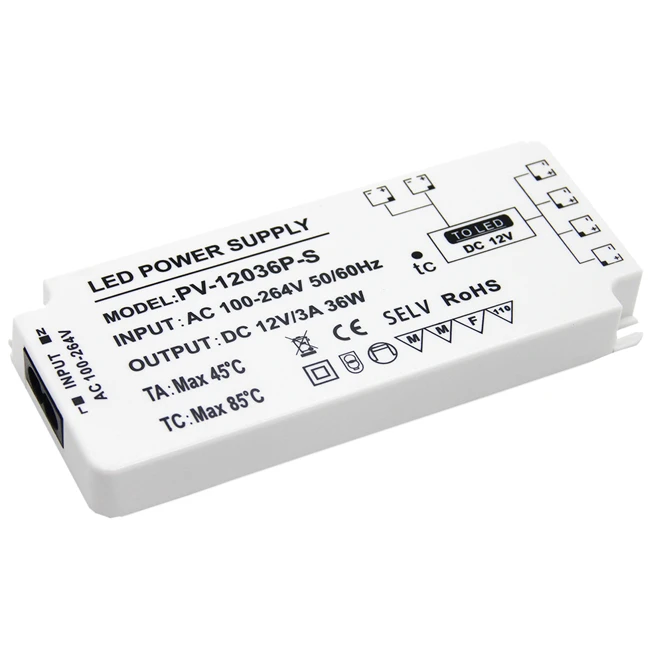 

Wholesale Power Supply 12V Led Driver 36W High Efficiency power supply for indoor cabinet light, White