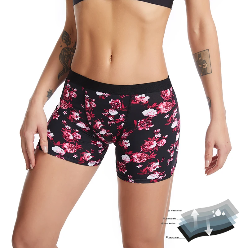 

Women 4 layer Physiological period Panties Underwear Ladies Menstrual Reusable Leak Proof Absorbent Boxer Briefs, 3 color